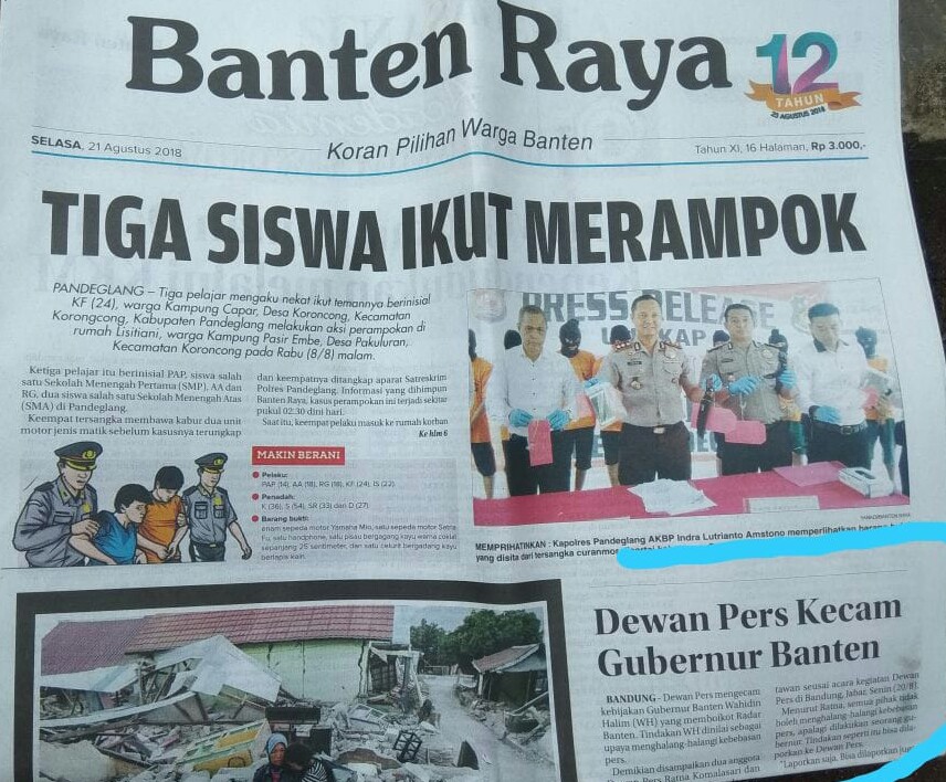 Dewan Pers Sebut Radar Banten Memfitnah soal Pernyataan Mengecam Gubernur Banten