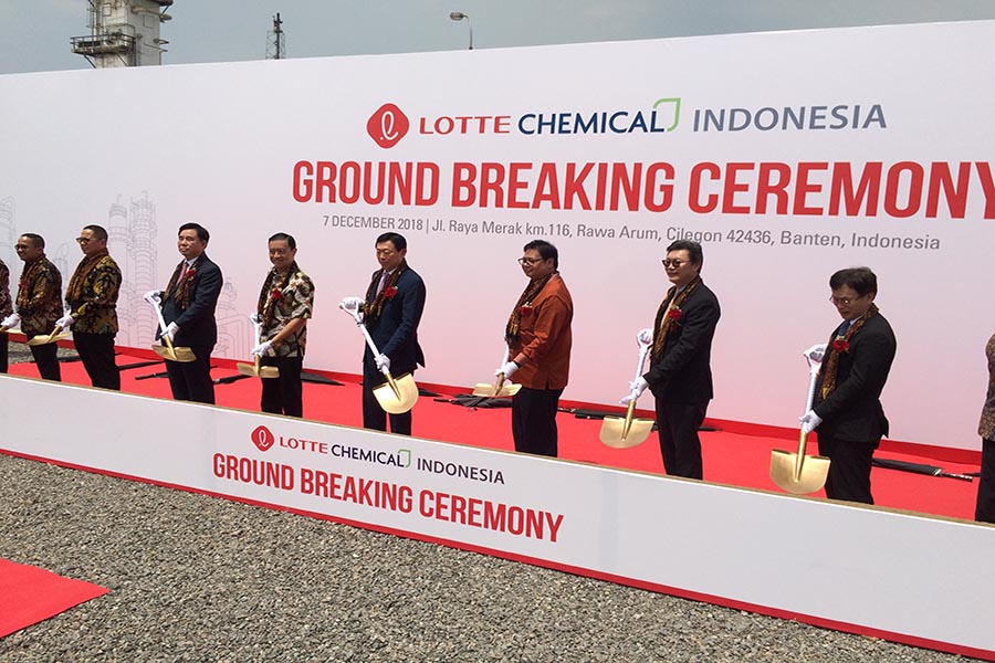 Menteri Perindustrian Airlangga Hartarto Resmikan Proyek Pabrik Lotte Chemical Indonesia
